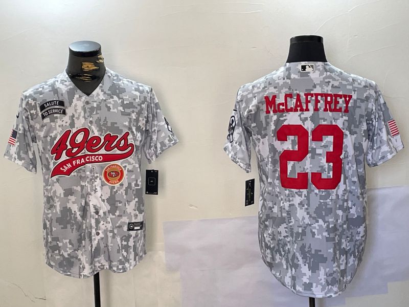 Men San Francisco 49ers #23 Mccaffrey Nike Arctic Camo 2024 Salute to Service Limited NFL Jersey style 5->san francisco 49ers->NFL Jersey